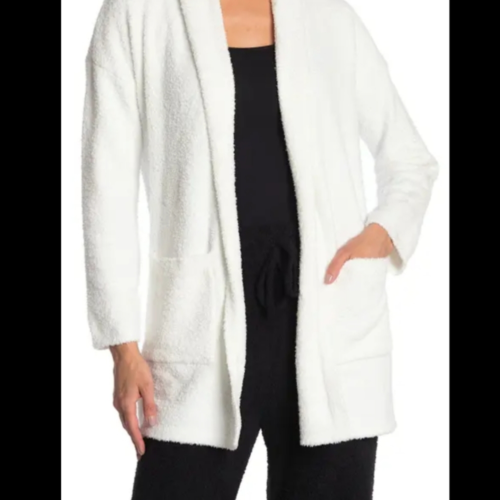 RDI White Cozy Open Front Shawl Sweater Size Med